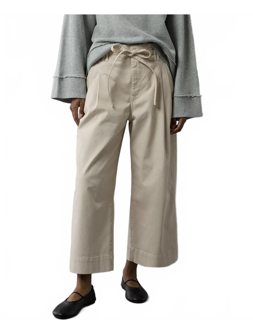 AE Stretch Paperbag Wide-Leg Crop Pant American Eagle Latte Beige NWT 6R